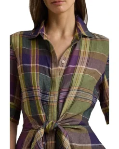 Lauren Ralph Lauren Plaid Tie Front Linen Shirtdress | Dresses -Lauren Ralph Store 91xv eQKzSL. AC SR736920
